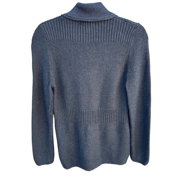 Sigrid Olsen Studio Gray Button-Up Cardigan With Ribbed Details & Pockets - XS - Picture 4 of 10